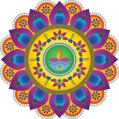 Diwali Rangoli Stickers Small Diya